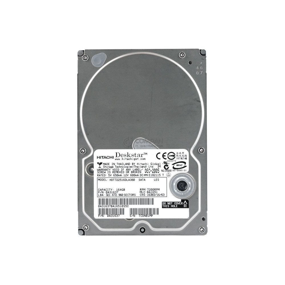 HDT722516DLA380 HITACHI HDD 160GB 7.2K SATA 3G 3.5" LFF
